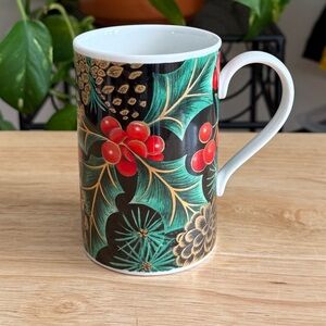 Dunoon Stoneware Golden Holly Festive Holiday Mug Designed by Caroline Bessey